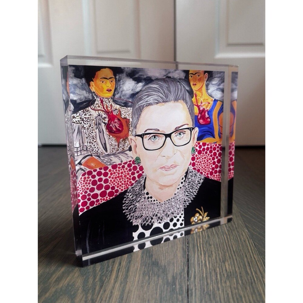 Ruth Bader Ginsburg RBG 6x6 Acrylic Art Block Colorful Feminist Pop Art Decor